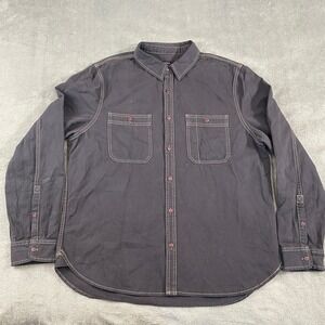 Cotton On Button Down Men XL Black Workwear Shirt Contrast Stitch Casual Preppy